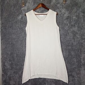 Bryn Walker Cream V-Neck Midi Dress Minimalist Sleeveless Womens Large